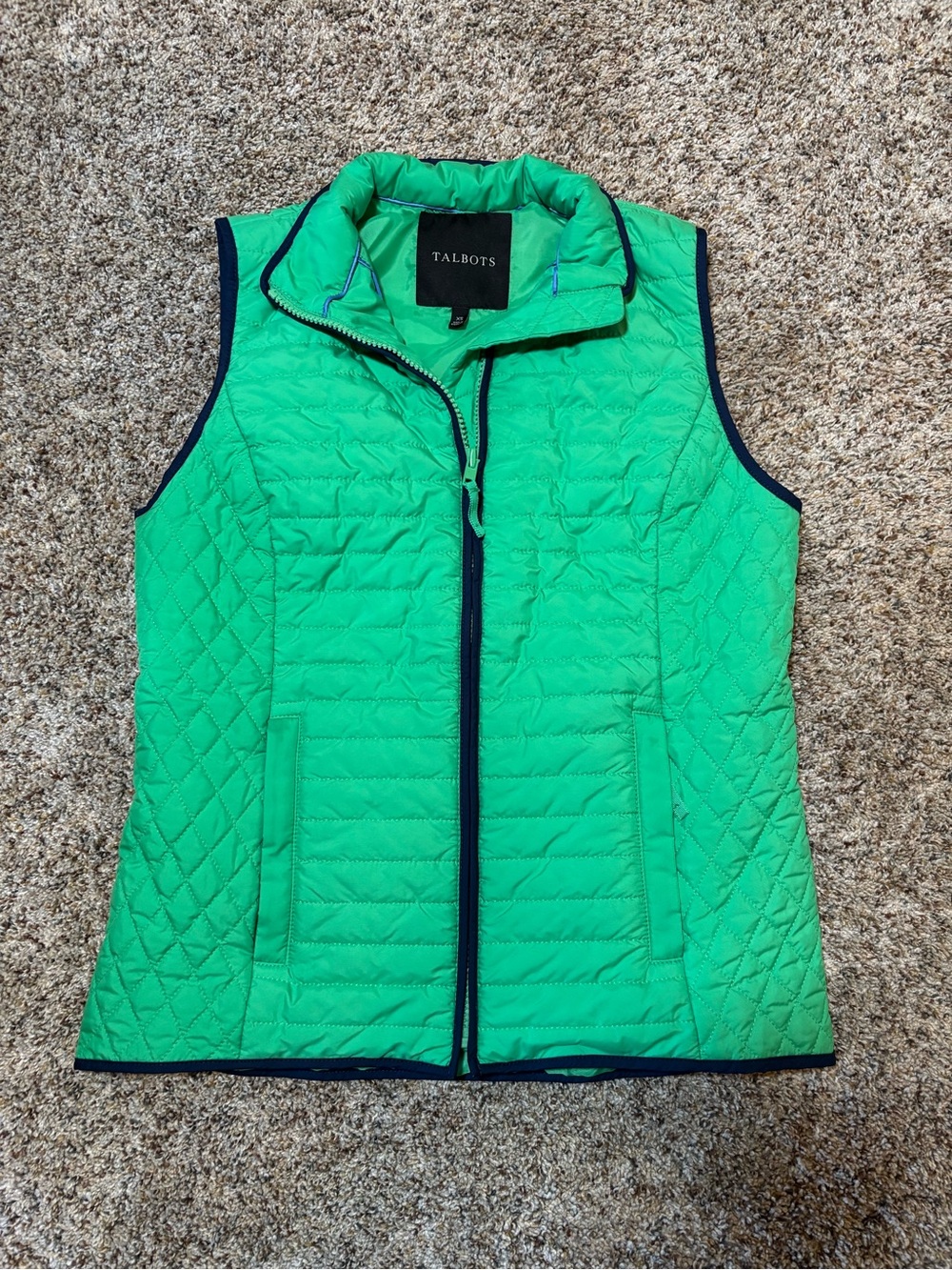 281. Talbots Women's Quilted Green Puffer Vest, Size XS